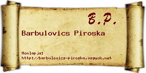 Barbulovics Piroska névjegykártya